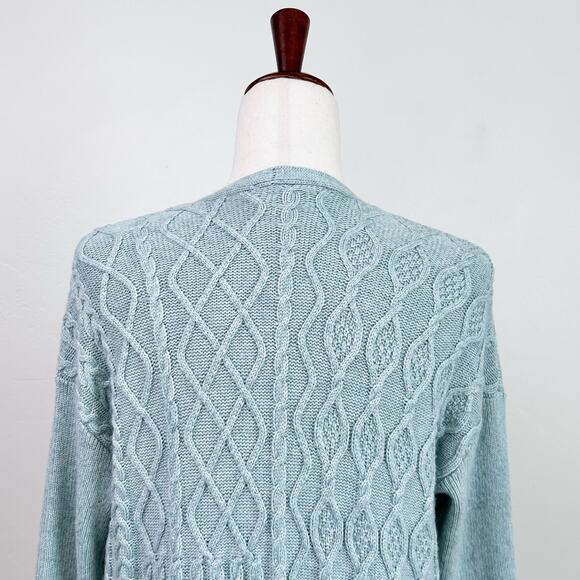 Chico's Light Blue Hint Of Cashmere Cable Knit Long Sweater Cardigan - Picture 6 of 13